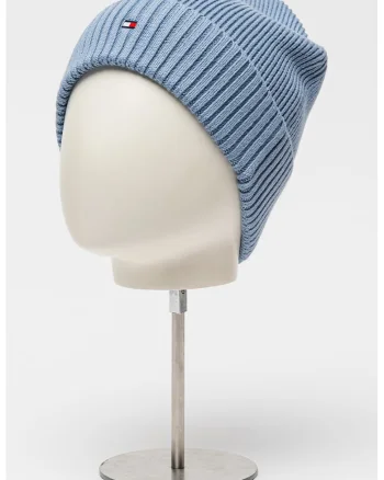 Caciula elastica din amestec de bumbac organic, Albastru glaciar