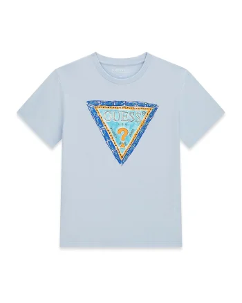 Tricou din bumbac cu imprimeu logo, Albastru deschis