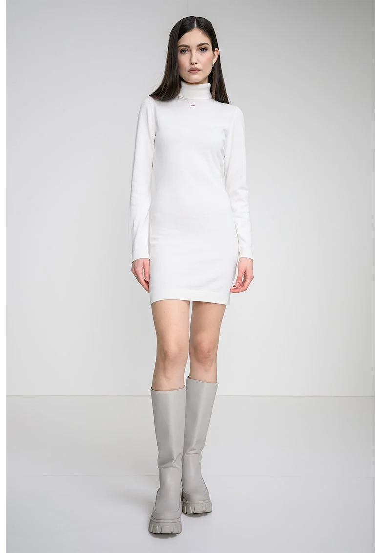 Rochie cambrata tricotata fin, Alb