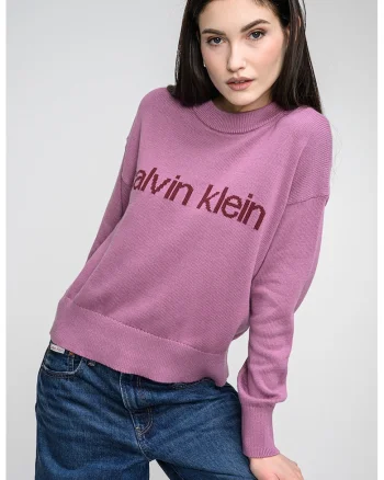 Pulover lejer cu imprimeu logo, Lila