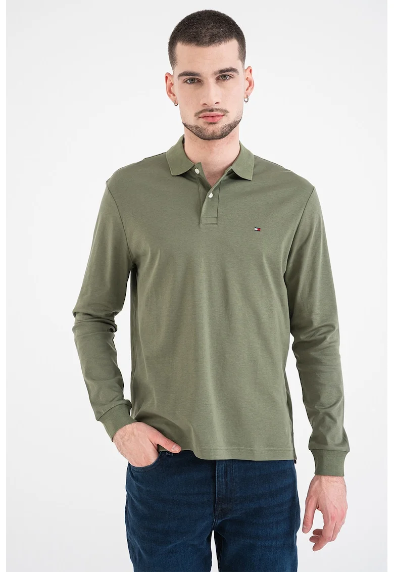 Bluza polo cu logo discret, Kaki