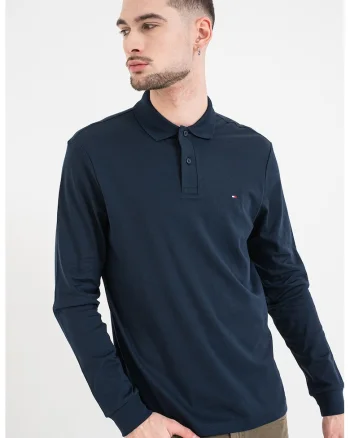 Bluza polo cu logo discret, Bleumarin