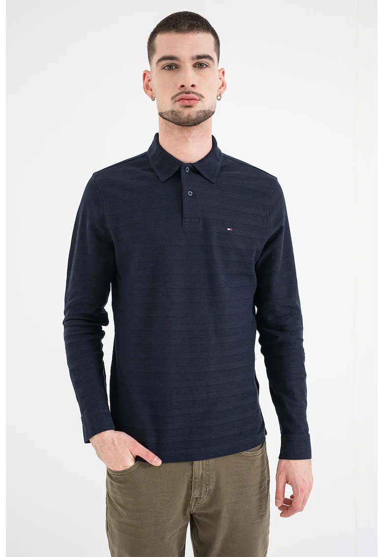 Bluza polo cu logo discret, Bleumarin