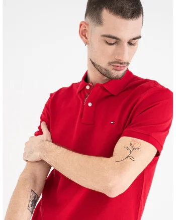 Tricou polo din amestec de bumbac organic, Rosu