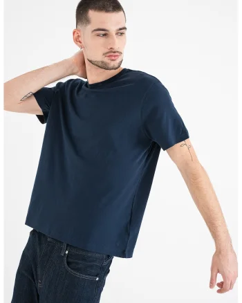 Tricou din bumbac cu model uni, Bleumarin