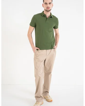 Tricou polo slim fit din amestec de bumbac organic, Verde