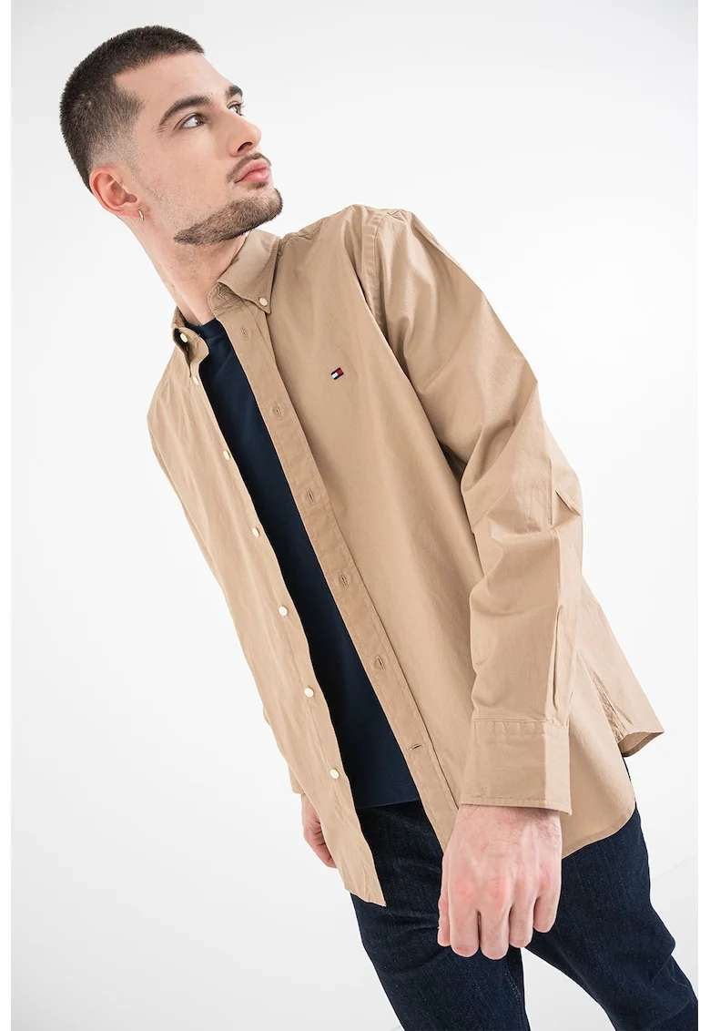Camasa regular fit din bumbac, Maro taupe