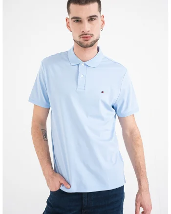 Tricou polo de bumbac, Albastru glaciar