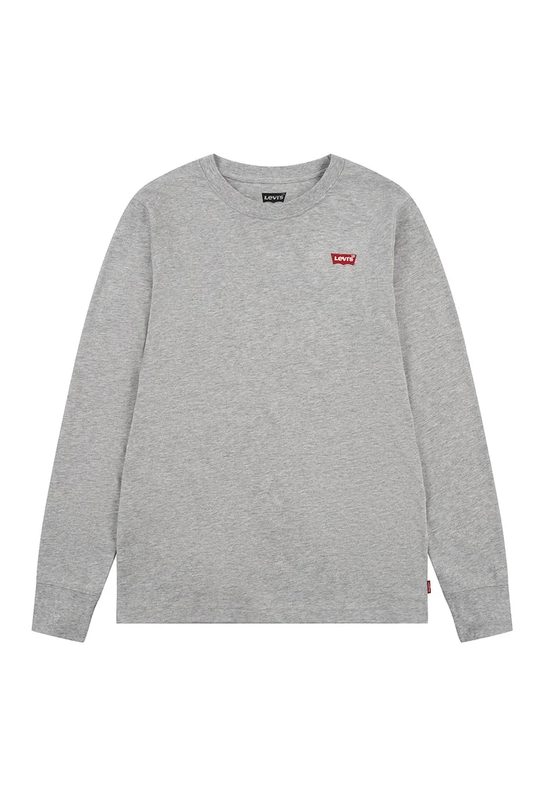 Bluza din amestec de bumbac cu detaliu logo, Gri melange