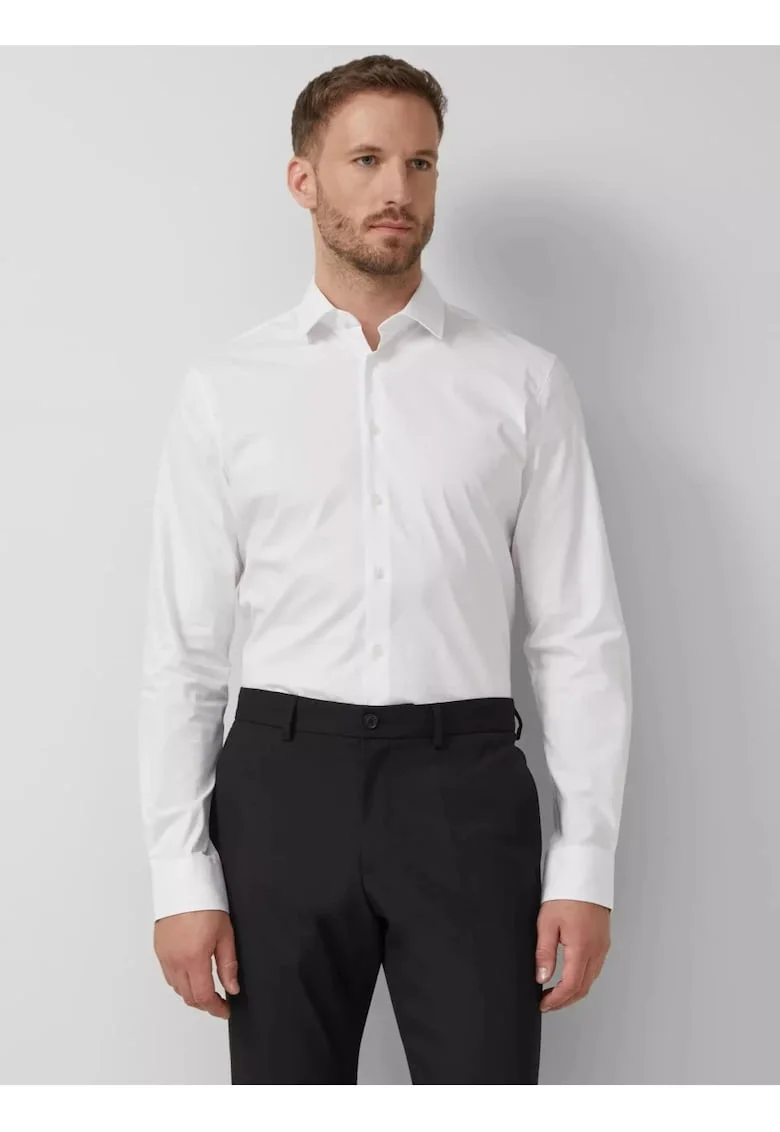 Camasa barbati din amestec de bumbac, cu croiala Tailored fit, Alb