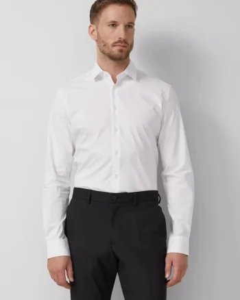 Camasa barbati din amestec de bumbac, cu croiala Tailored fit, Alb
