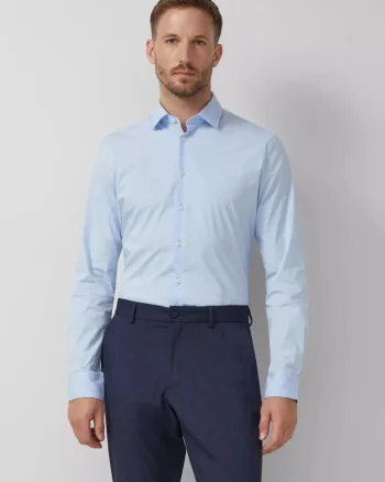 Camasa barbati din amestec de bumbac, cu croiala Tailored fit, Albastru deschis