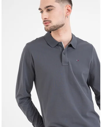 Bluza polo cu model uni, Gri inchis