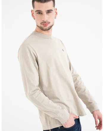 Bluza de bumbac cu logo discret, Grej