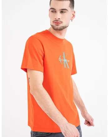 Tricou din bumbac cu imprimeu logo, Portocaliu mandarina