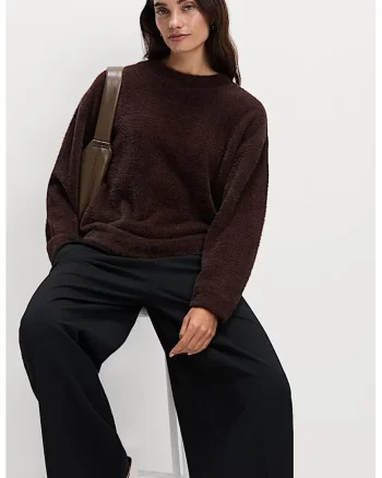 Pulover lejer cu model uni, Gri melange