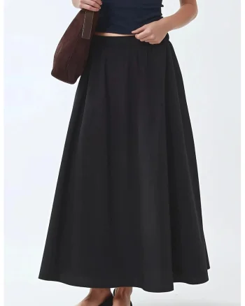 Fusta midi  talie elastica, neagra