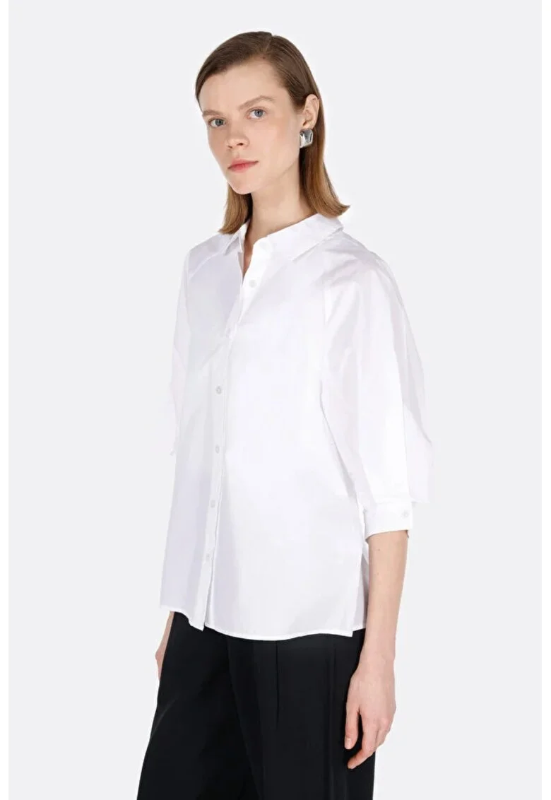 Camasa dama  alb, bumbac, regular fit, White