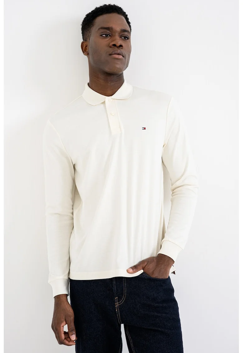 Bluza polo cu logo discret, Bej deschis