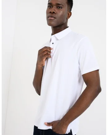 Tricou polo slim fit din bumbac, Alb