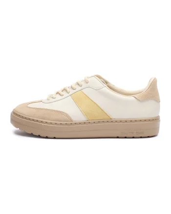 Pantofi sport de piele intoarsa cu garnituri de piele Nora, Alb fildes/Bej