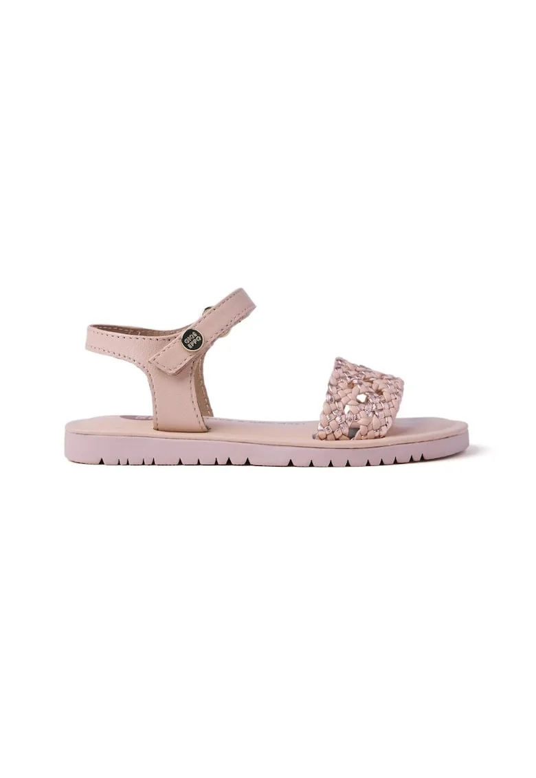 Sandale din piele cu margele Mahiu, Roz pastel