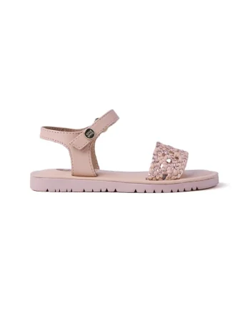 Sandale din piele cu margele Mahiu, Roz pastel