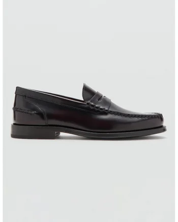 Pantofi loafer din piele cu model uni, Visiniu