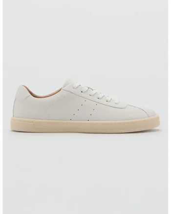 Pantofi sport low-cut din piele, Alb fildes