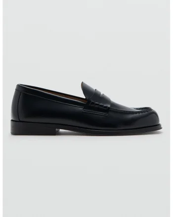 Pantofi loafer de piele cu varf patrat, Negru