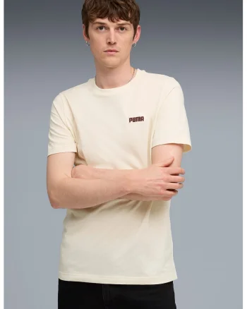 Tricou de bumbac cu decolteu la baza gatului ESS 2, Bej deschis