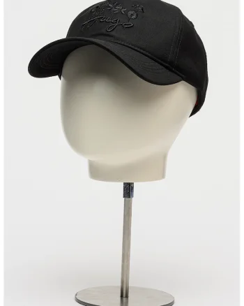 Sapca cu broderie florala si logo, Negru