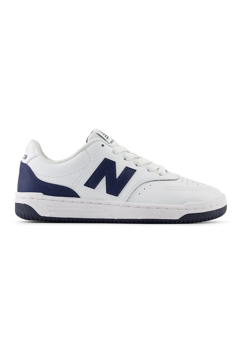 80 Pantofi sport de piele ecologica cu insertii din material textil, Albastru inchis/Alb optic