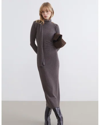 Rochie midi tricoata fin, Grej