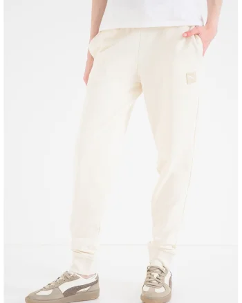 Pantaloni de trening cu aplicatie logo Ess Elevated, Alb fildes