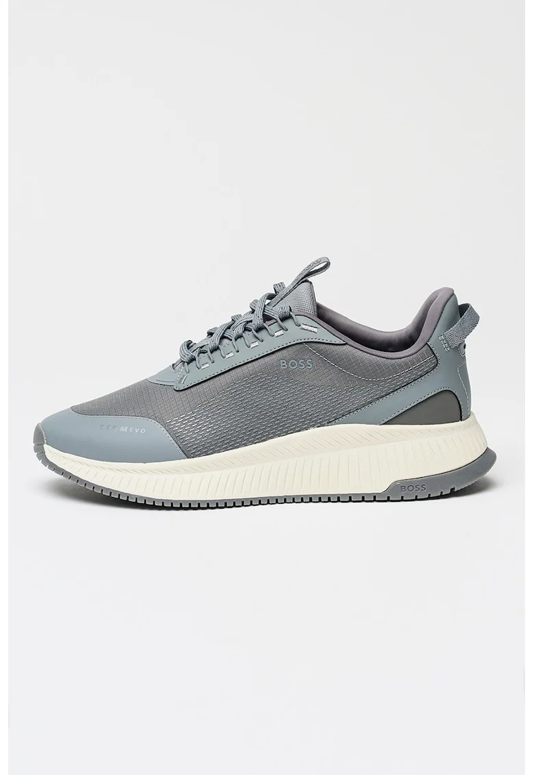 Tenisi cu talpa wedge si insertii din piele ecologica Gore-Tex, Gri cenusiu
