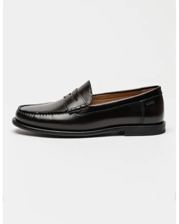 Pantofi loafer din piele Tevan, Maro inchis