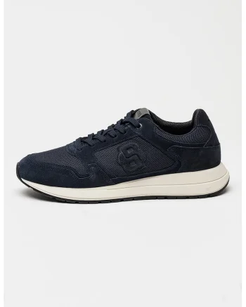 Pantofi sport din piele intoarsa si material textil Vinston, Bleumarin