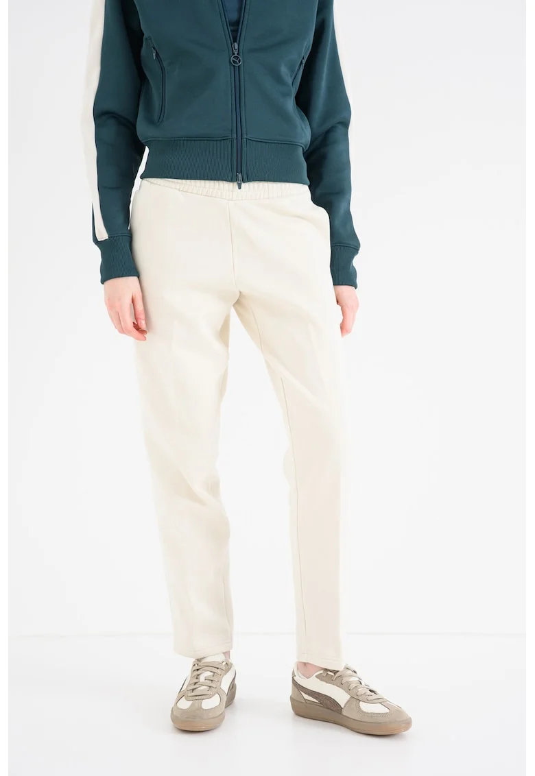 Pantaloni de trening cu benzi laterale cu logo Essentials, Alb fildes
