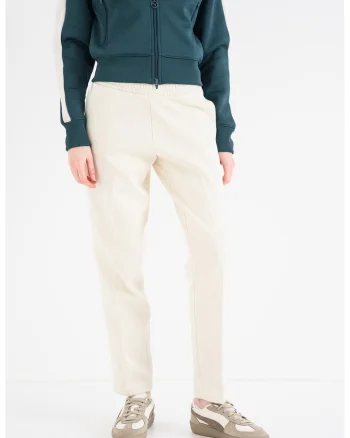 Pantaloni de trening cu benzi laterale cu logo Essentials, Alb fildes