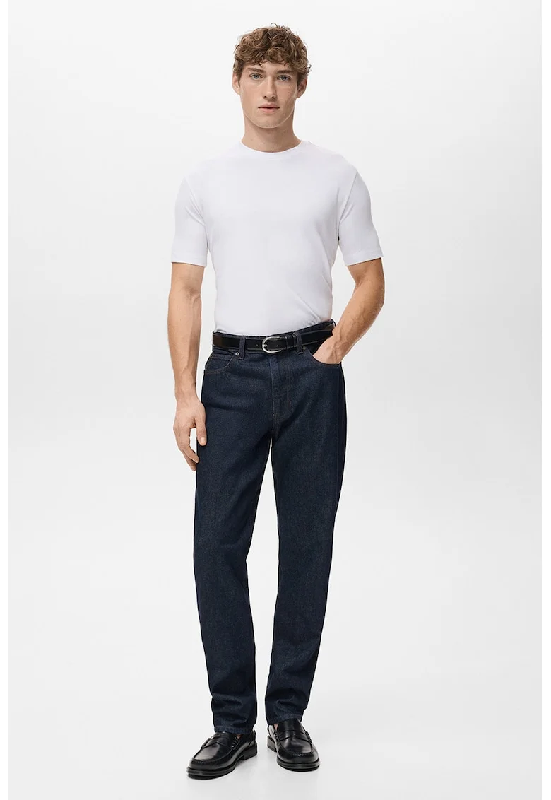 Tricou slim-fit cu decolteu la baza gatului, Alb optic