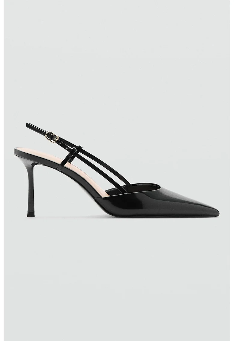Pantofi slingback de piele cu toc inalt, Negru