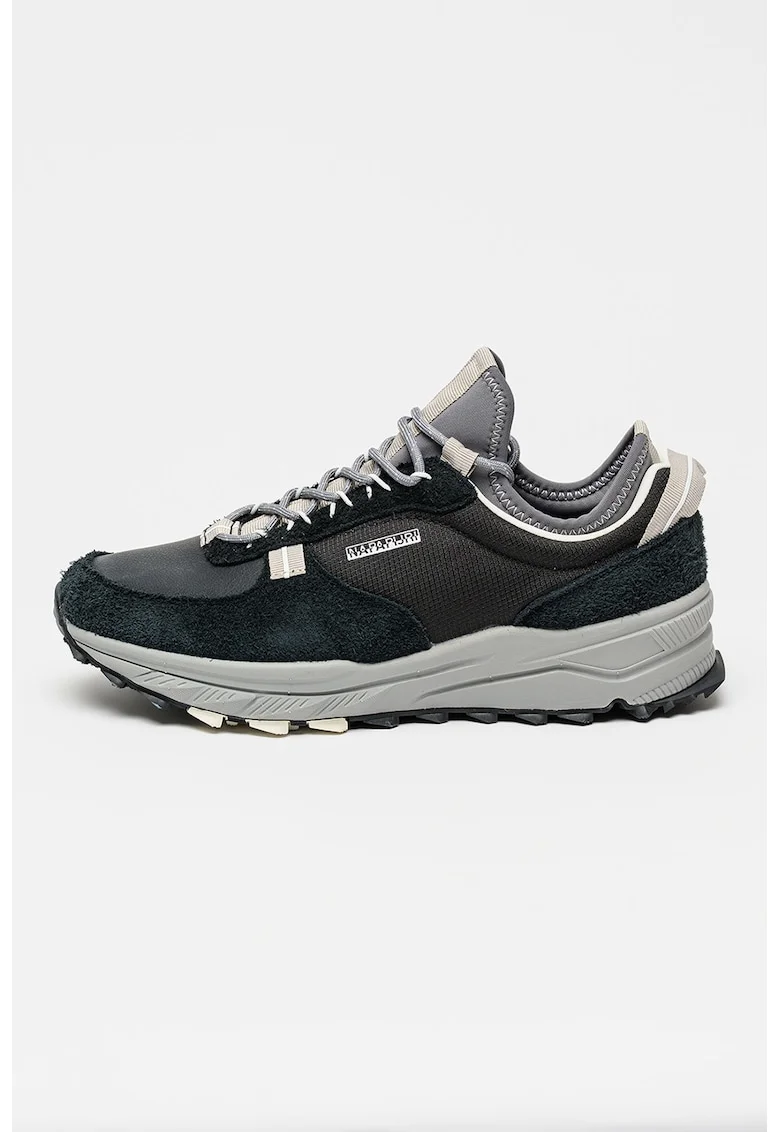 Pantofi sport cu garnituri de piele Vortec, Verde inchis/Gri antracit