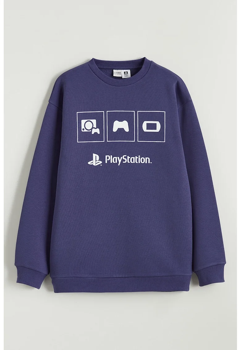 Bluza de trening cu croiala lejera PlayStation, Albastru indigo