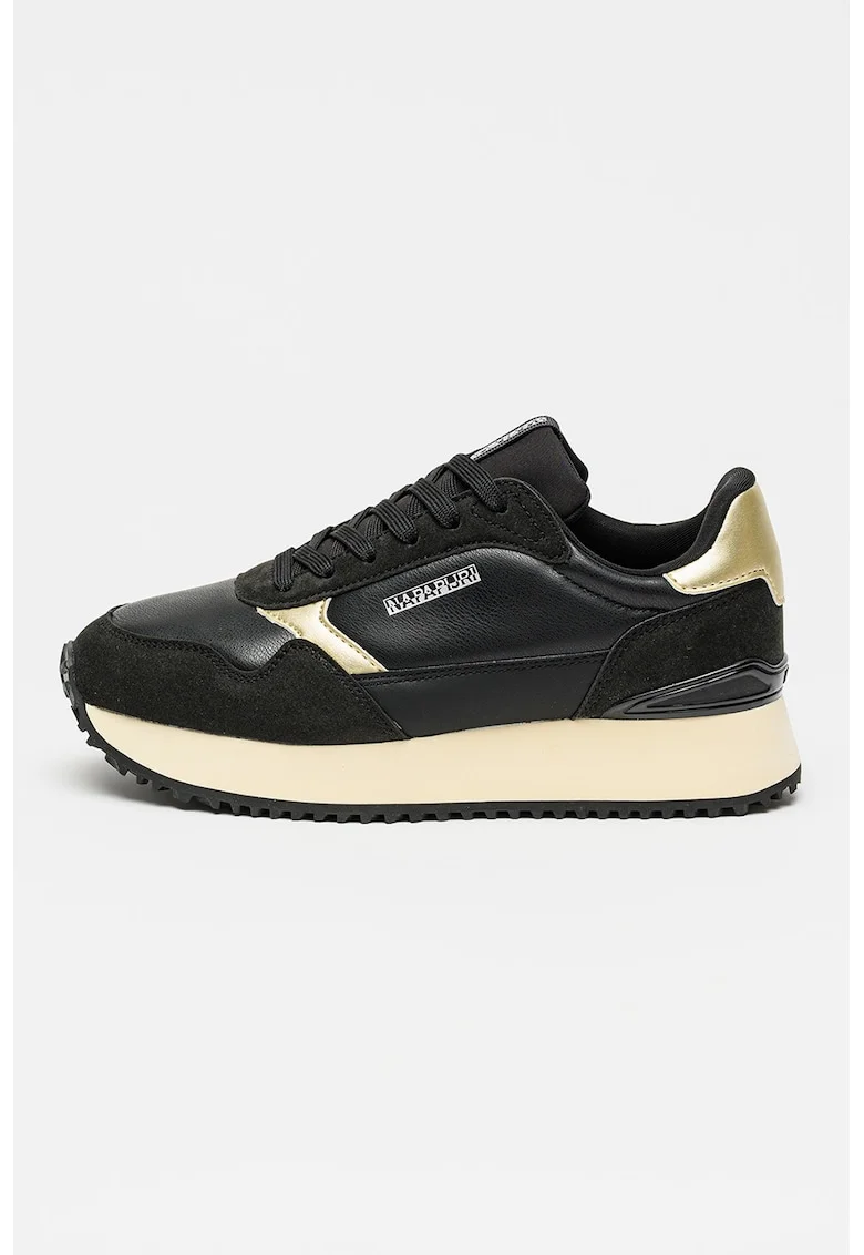 Pantofi sport Astra cu talpa wedge si garnituri sintetice, Auriu/Albastru ultramarin