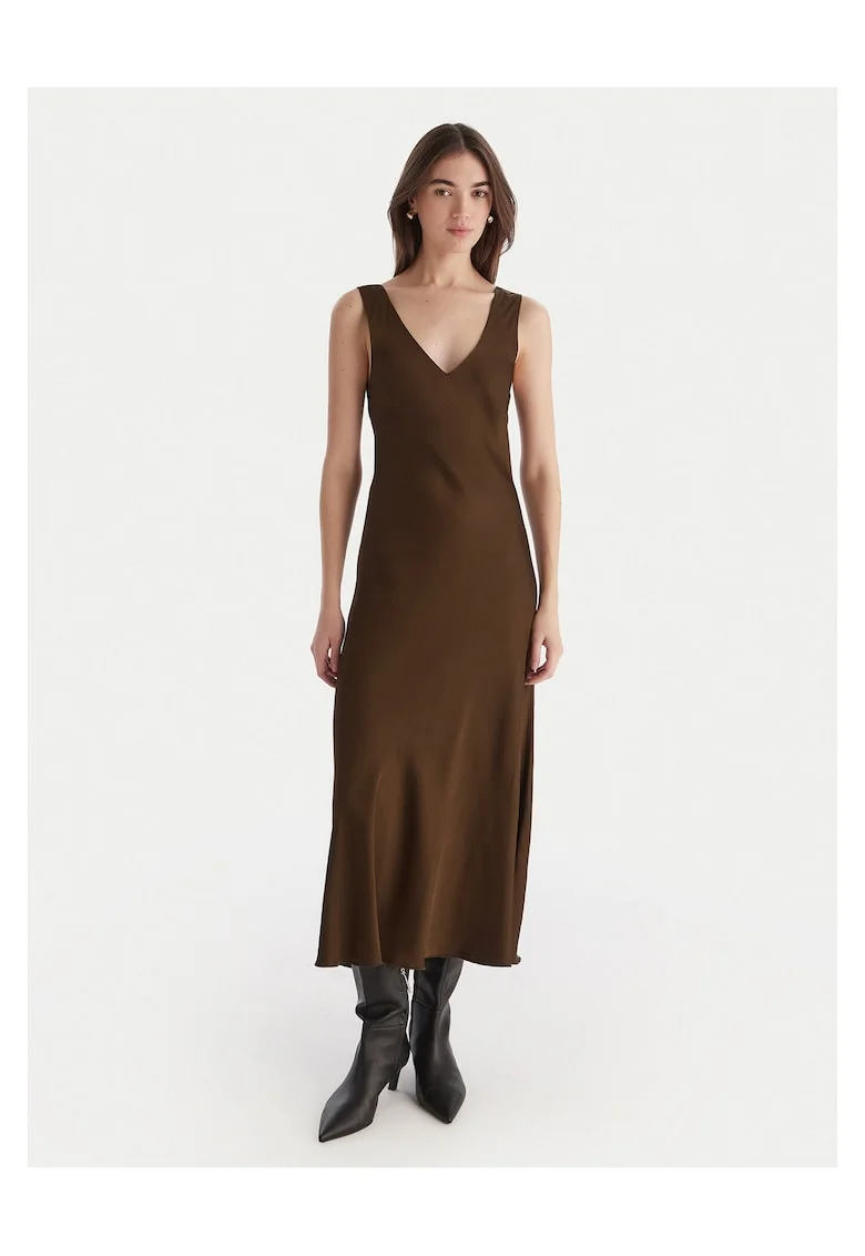 Rochie de cocktail,  maro, fabrica de calitate