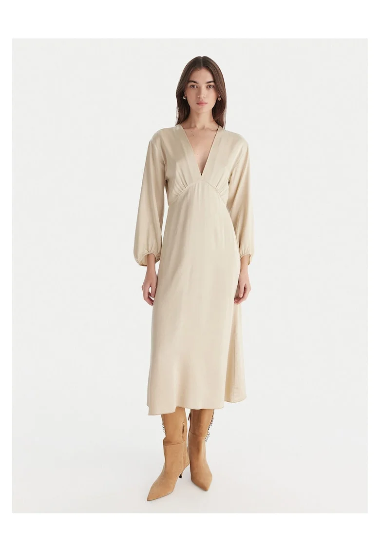 Rochie de cocktail,  bej, fabrica usoara