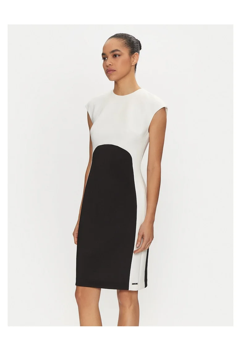 Rochie de cocktail,  negru, ecru