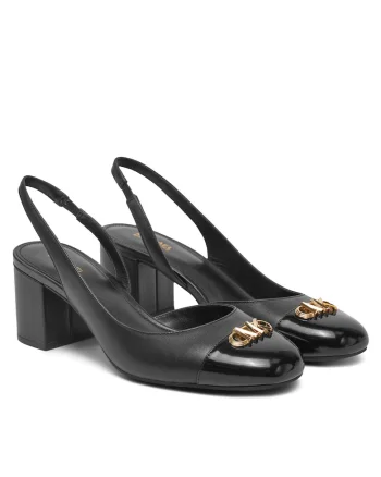 Sandale dama,  Negru, piele naturala, toc
