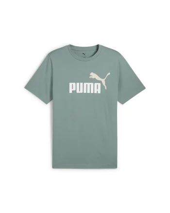 Tricou cu decolteu la baza gatului si imprimeu logo Essentials 2, Alb/Alb fildes/Verde persan